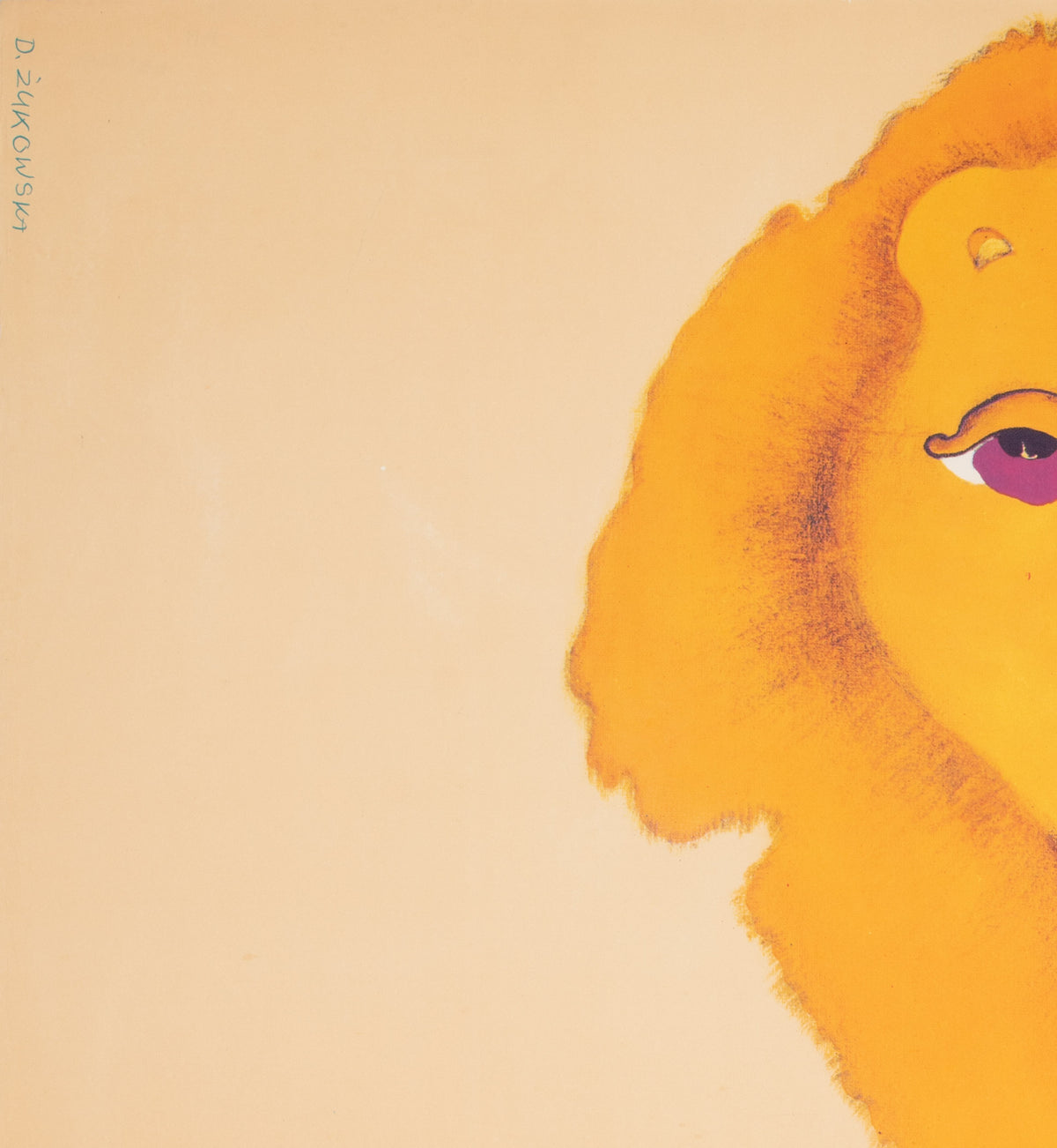 Cyrk Writing Lion 1974 Polish Circus Poster, Zukowska - detail