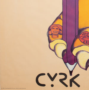 Cyrk Writing Lion 1974 Polish Circus Poster, Zukowska - detail