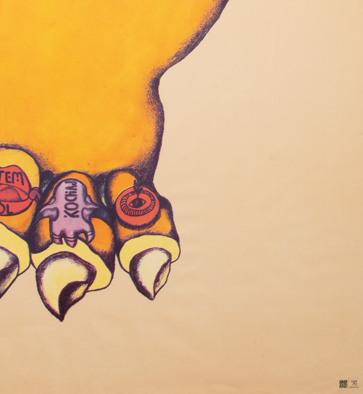 Cyrk Writing Lion 1974 Polish Circus Poster, Zukowska - detail