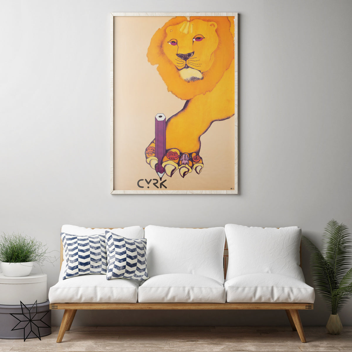 Cyrk Writing Lion 1974 Polish Circus Poster, Zukowska