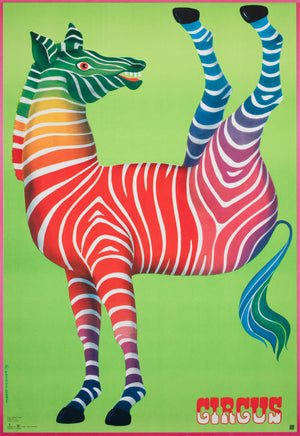 Cyrk Zebra Acrobat R1979 Polish Circus Poster, Hilscher