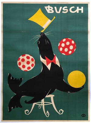 DDR Busch Circus 1967 Juggling Seal Poster