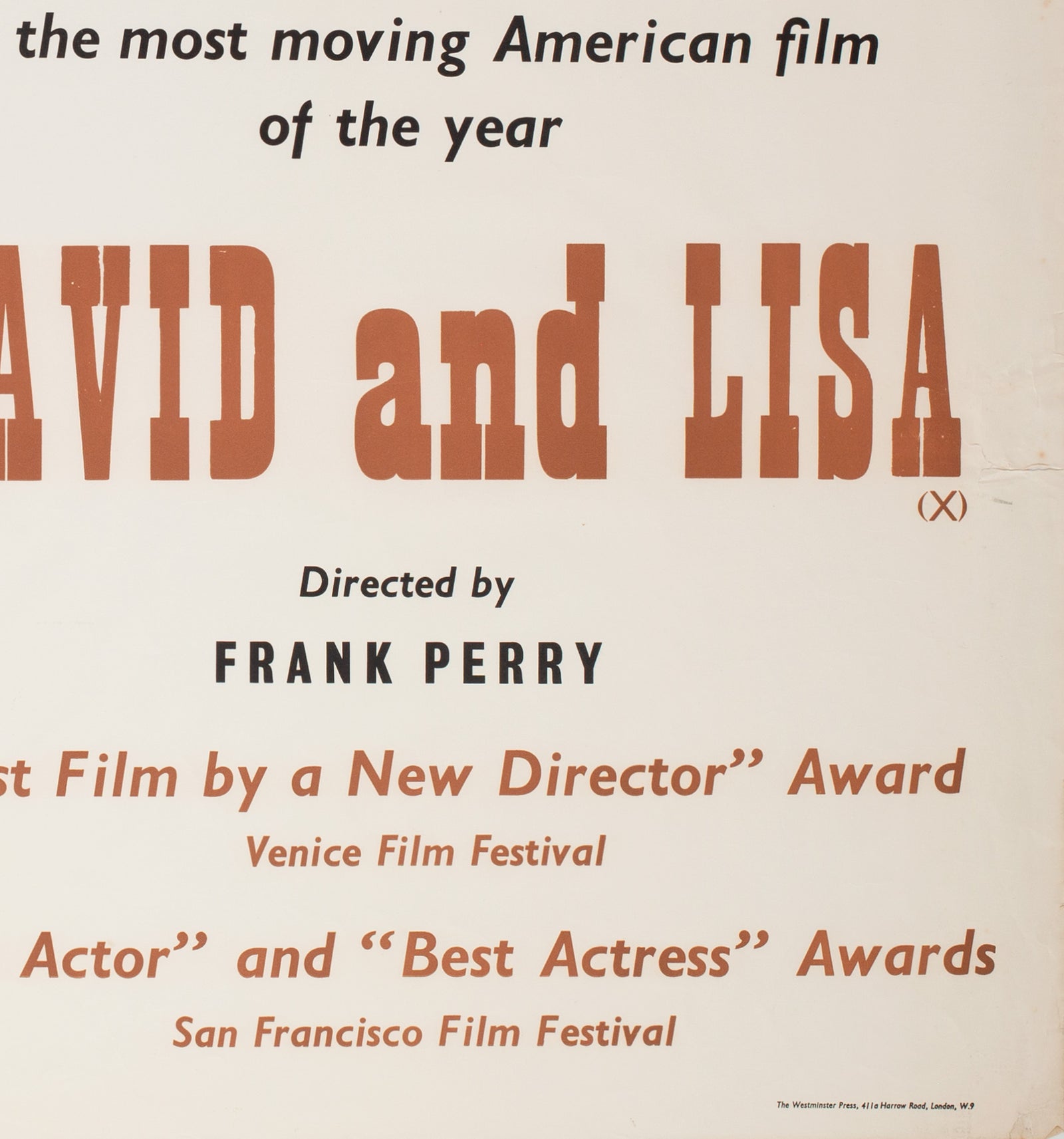 David and Lisa 1963 Academy Cinema UK Quad Film Poster, Strausfeld - detail