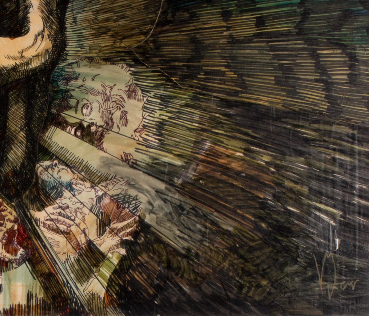 Original Death Line 1973 Concept Artwork by Vic Fair - detail