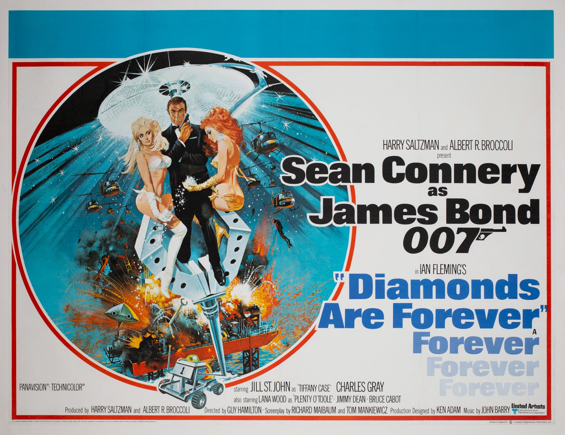 Diamonds Are Forever 1971 UK Quad Film Movie Poster McGinnis James Bond