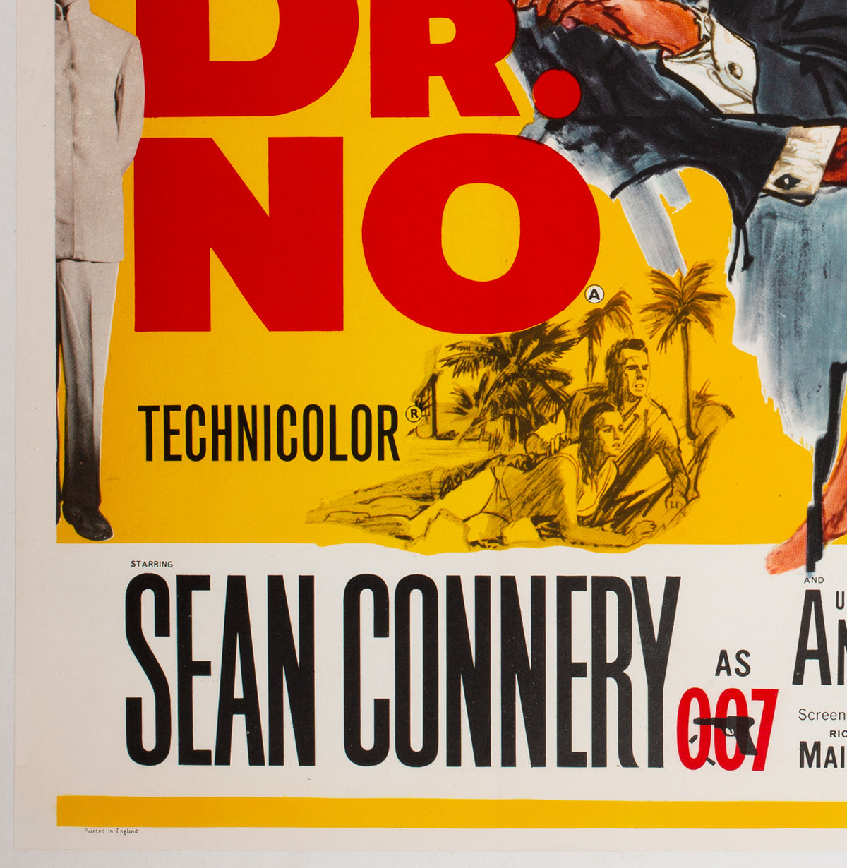 Dr No 1962 UK Quad Film Movie Poster, James Bond = detail