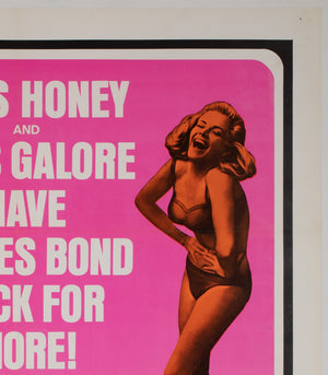 Goldfinger Dr No Double Bill R1966 US 1 Sheet Film Poster, James Bond - detail