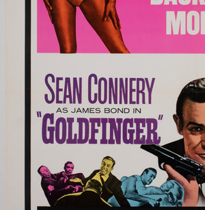 Goldfinger Dr No Double Bill R1966 US 1 Sheet Film Poster, James Bond - detail