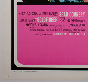 Goldfinger Dr No Double Bill R1966 US 1 Sheet Film Poster, James Bond - detail