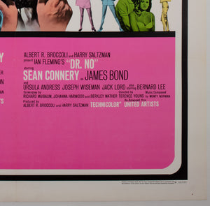 Goldfinger Dr No Double Bill R1966 US 1 Sheet Film Poster, James Bond - detail