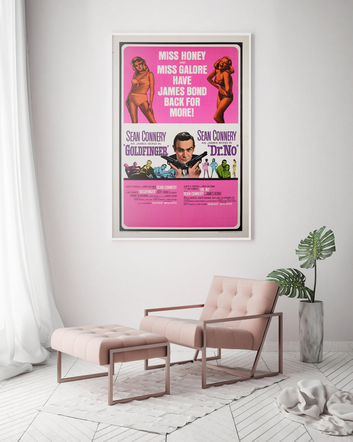 Goldfinger Dr No Double Bill R1966 US 1 Sheet Film Poster, James Bond