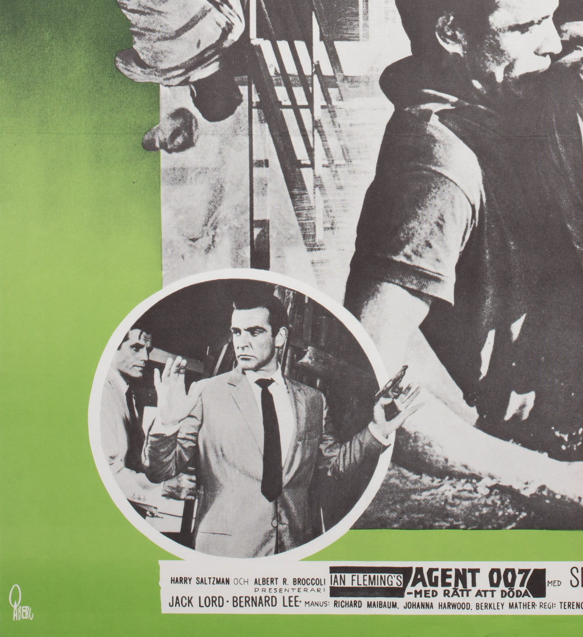 Dr No R1972 Swedish Film Poster, Aberg - detail