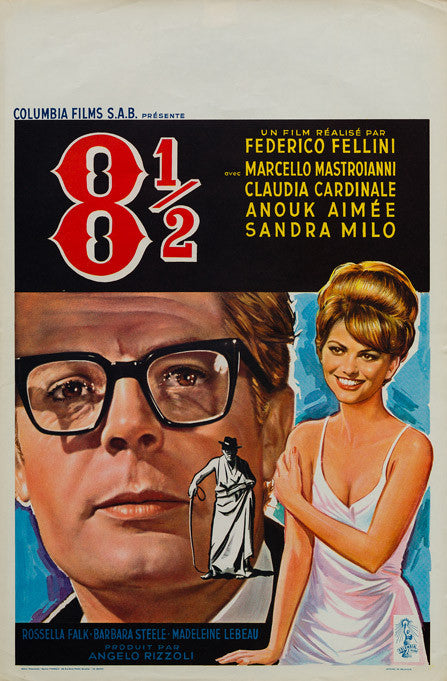 Fellini's 8 1/2 1963 original vintage Belgian film movie poster