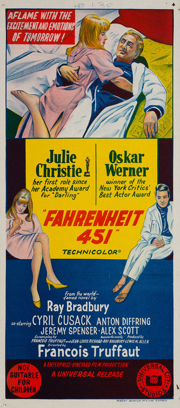 Fahrenheit 451 original Australian Daybill film movie poster
