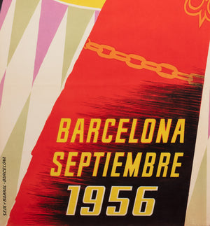 Fiestas de la Merced 1956 Barcelona Travel Poster, Domenech - detail