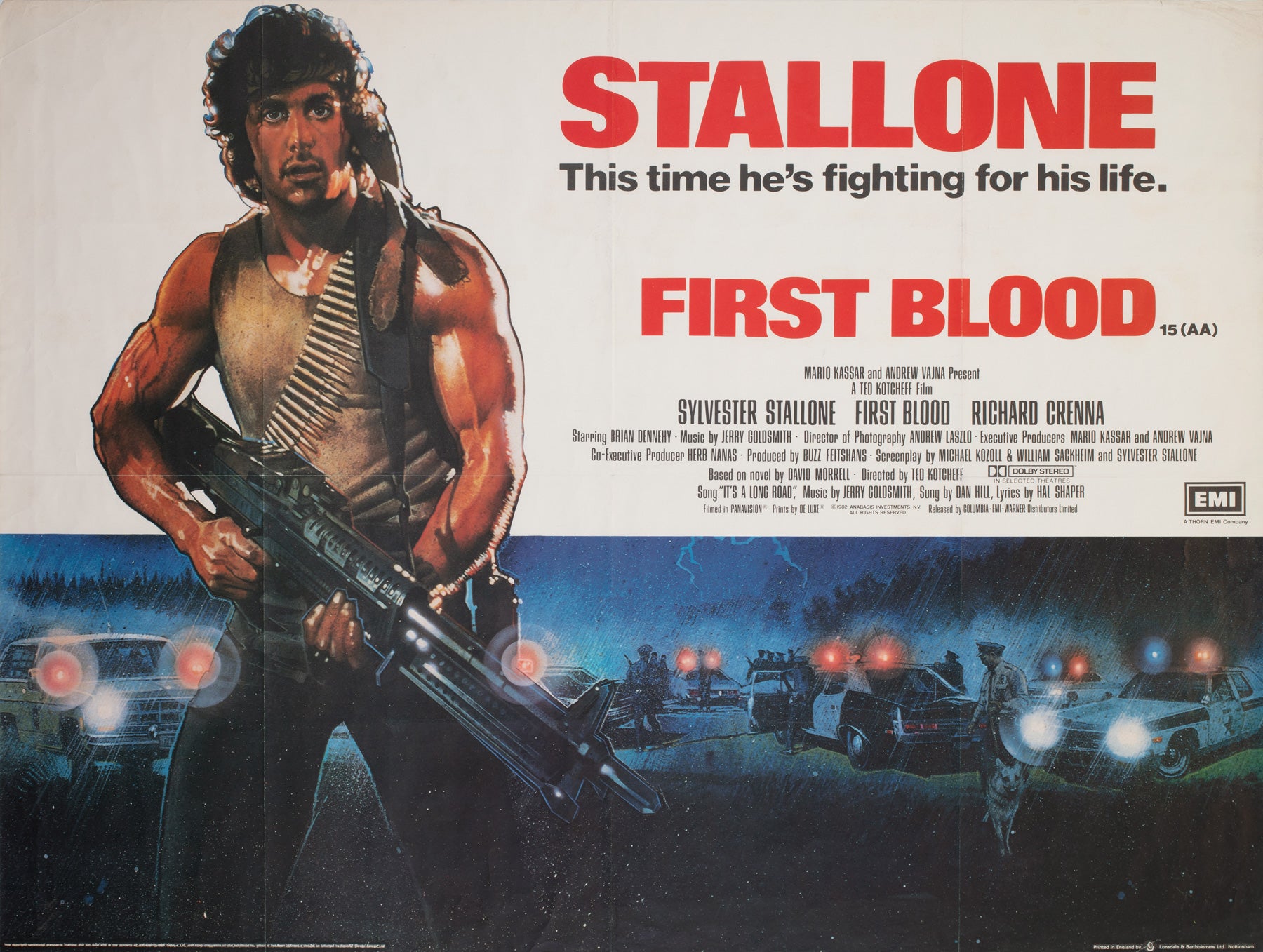 First Blood 1982 UK Quad Film Movie Poster, Drew Struzan