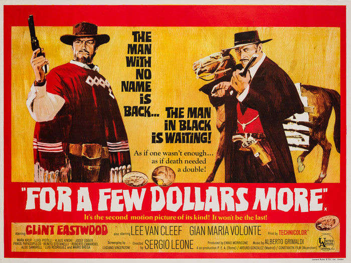 Original 1967 For a Few Dollars More UK Quad film movie poster