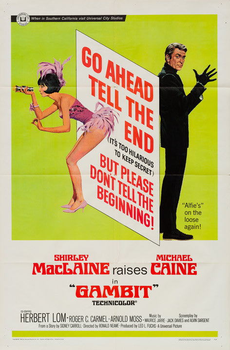 Gambit 1967 original vintage US 1 sheet film movie poster Michael Caine