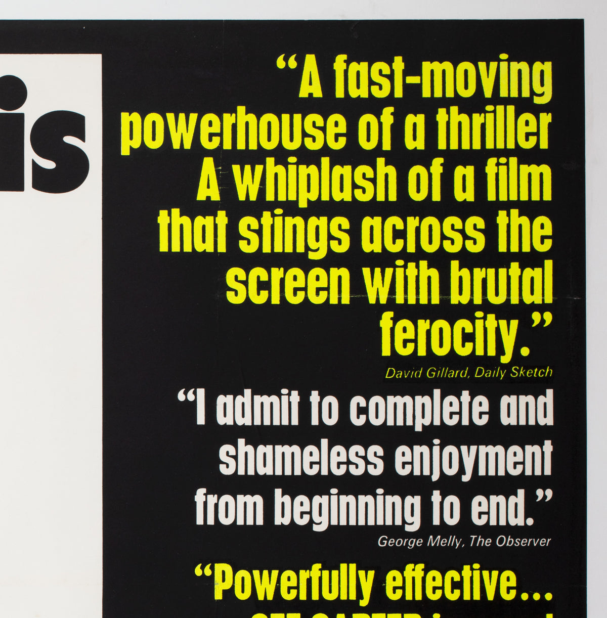 Get Carter 1971 UK Quad Quotes Style Film Poster - detail