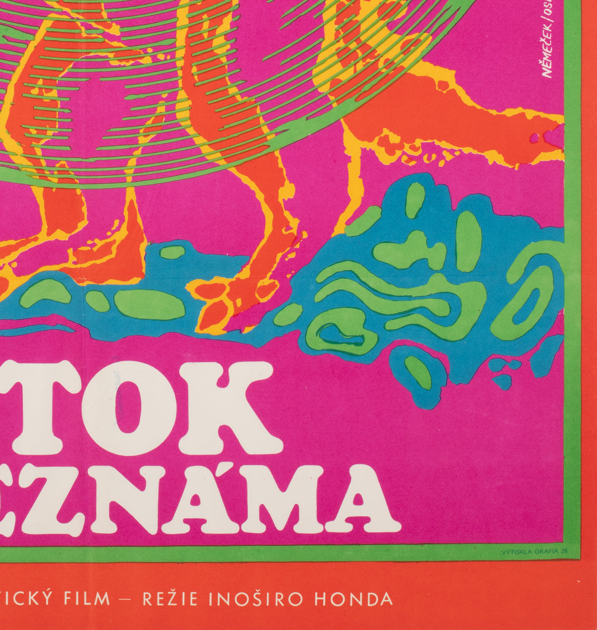 Godzilla vs Monster Zero 1971 Czech A1 Film Poster, Nemecek - detail