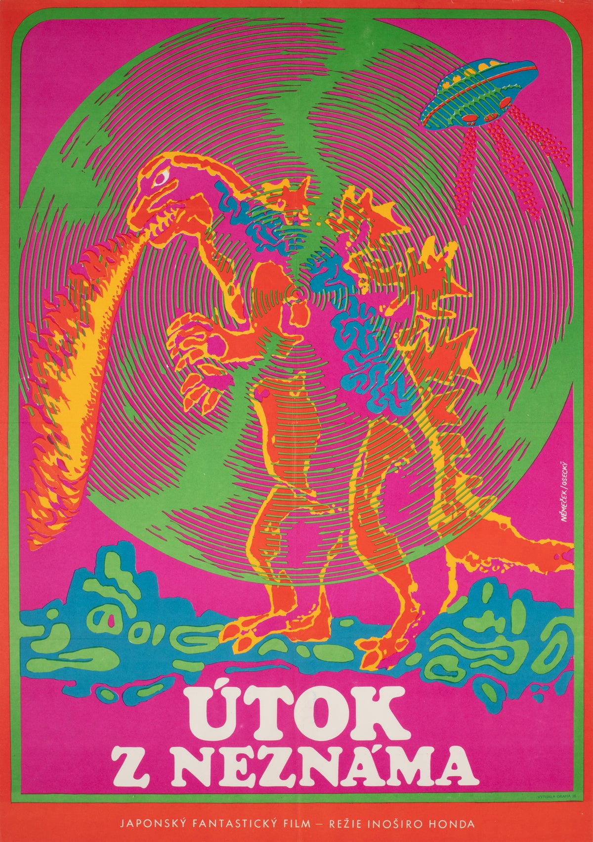 Godzilla vs Monster Zero 1971 Czech A1 Film Poster, Nemecek