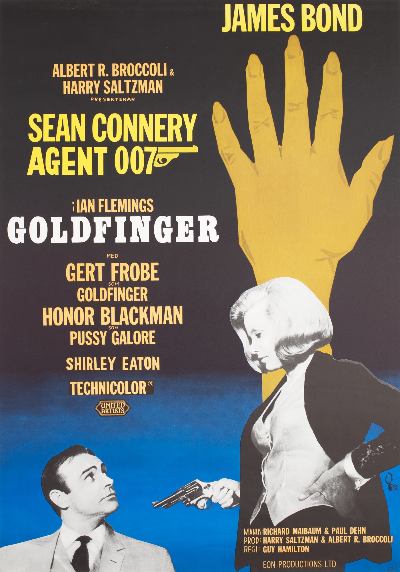 Goldfinger R1967 Swedish Film Poster James Bond, Aberg