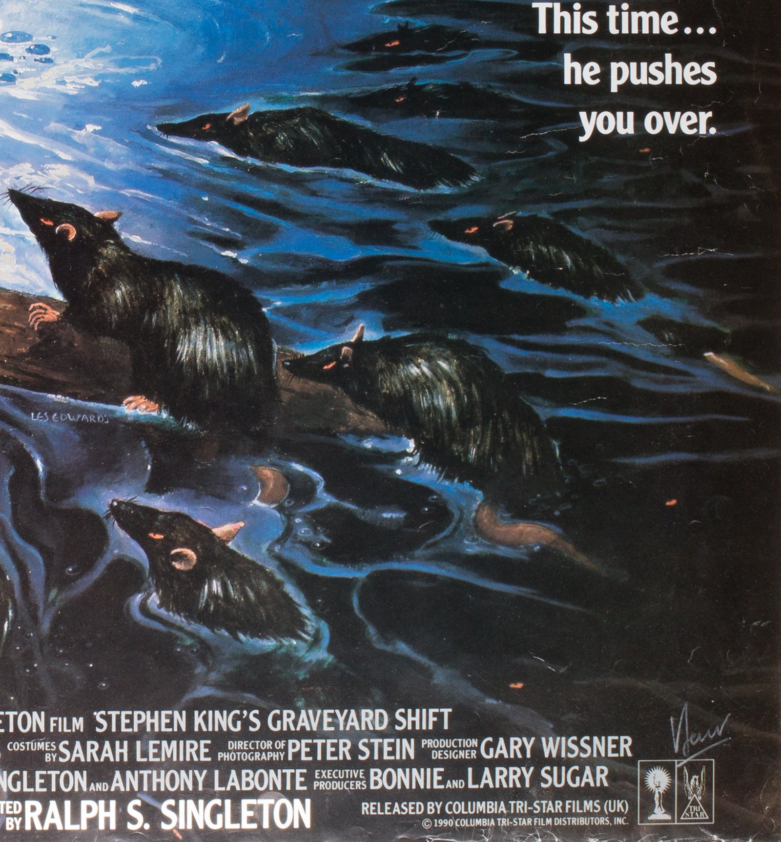 Graveyard Shift 1990 UK Quad - Signed by Vic Fair - detail
