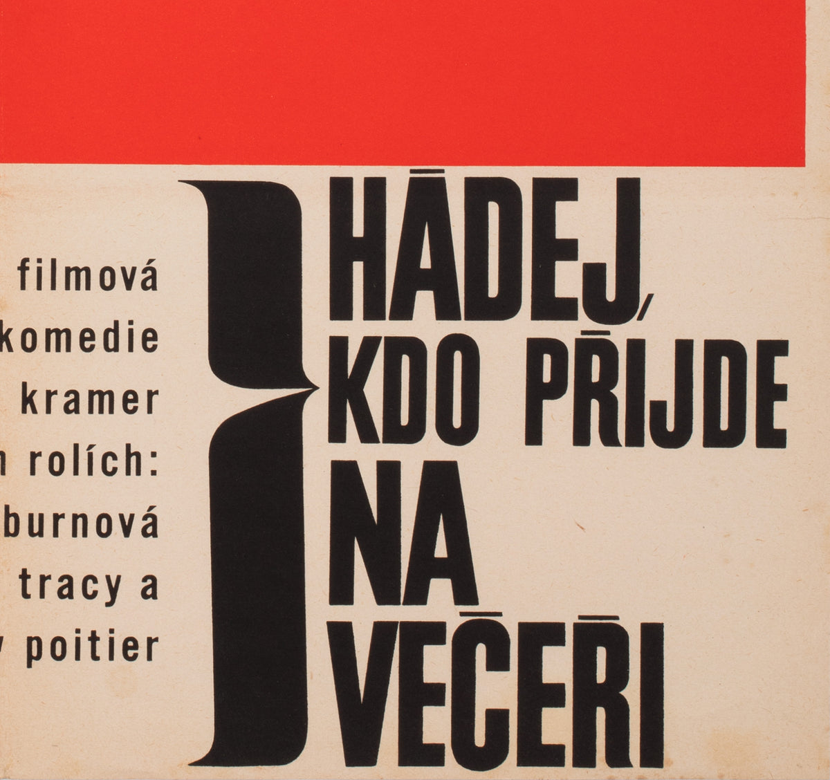 Guess whos Coming to Dinner 1967 Czech A1 Film Movie Poster, Karel Vaca - detail