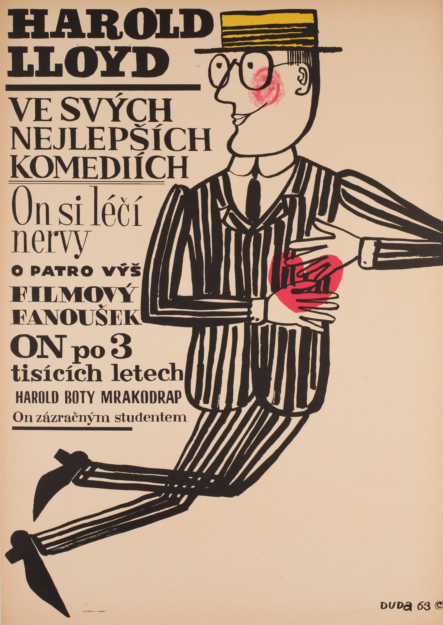 Harold Lloyd's World of Comedy 1963 Czech A1 Film Poster, Duda