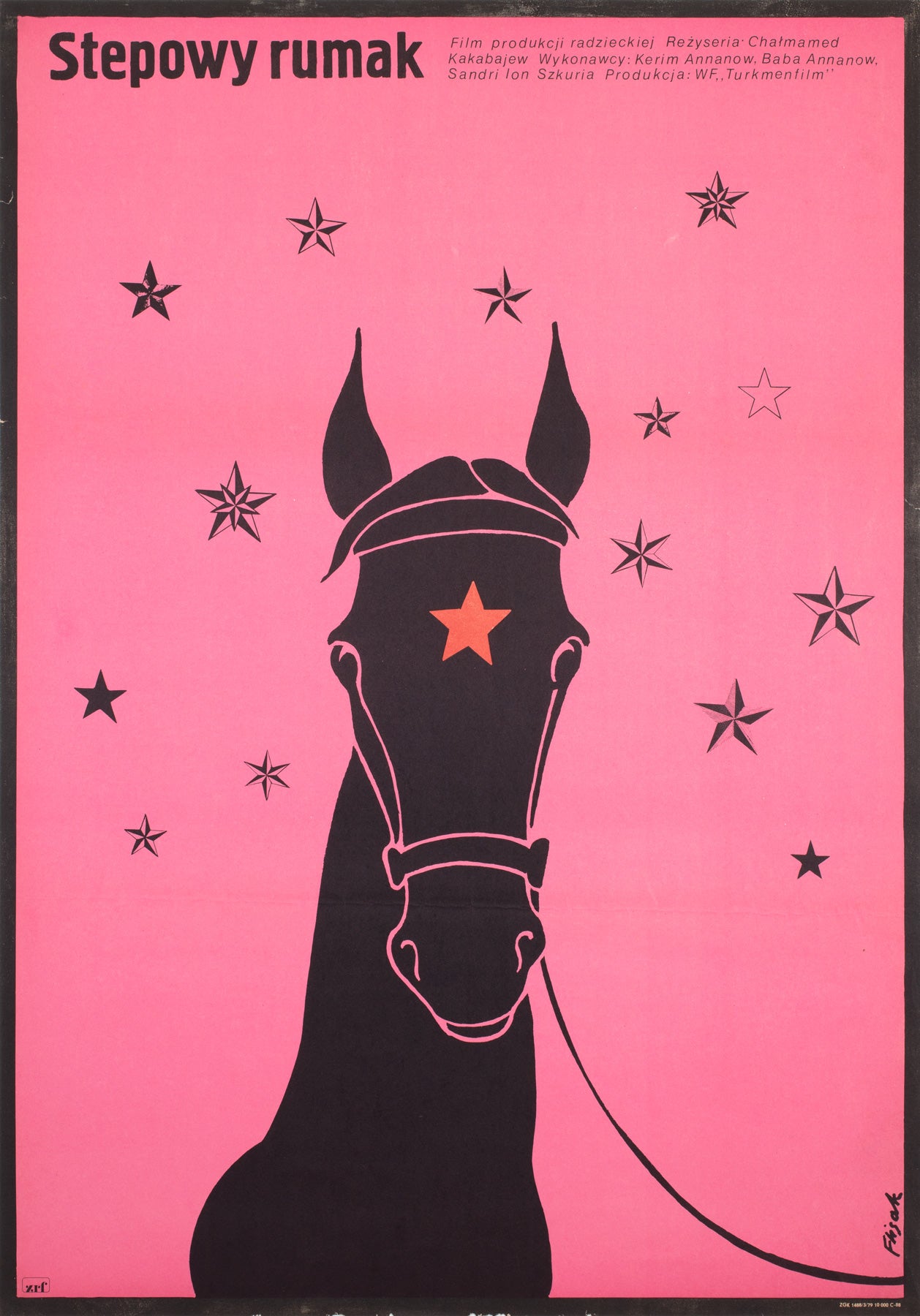 Horse of the Steppe 1979 Polish B1 Film Mive Poster, Flisak, Pink