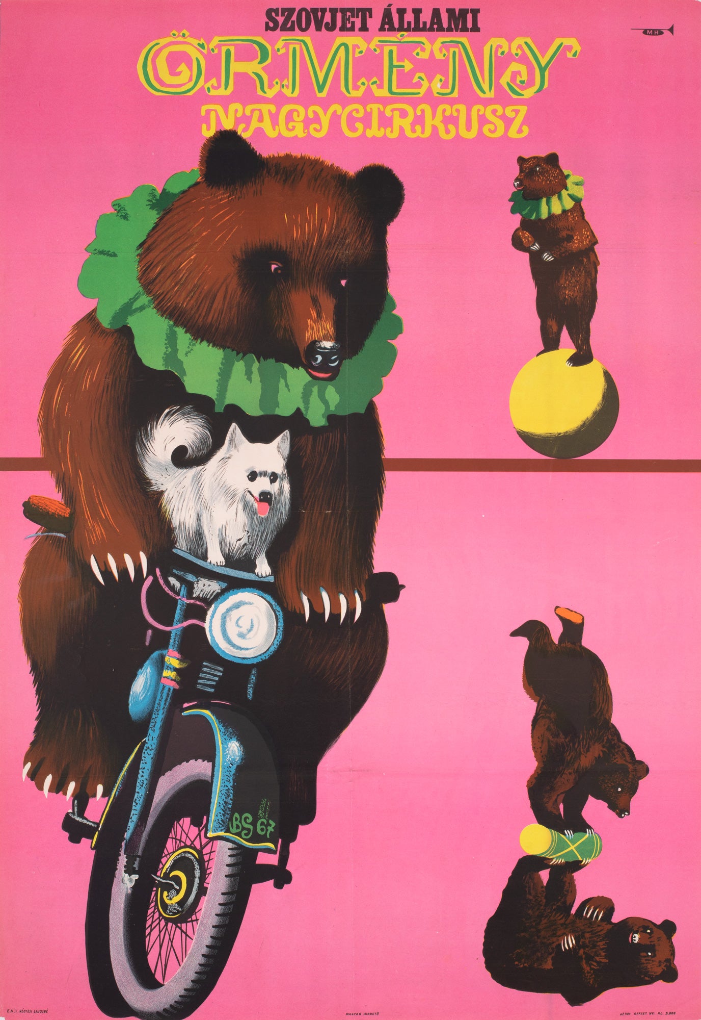 Hungarian CYRK Poster - 1967 Armenian Bears, Sandor