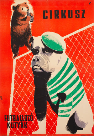 Hungarian Circus Poster bulldog football 1961, Székely