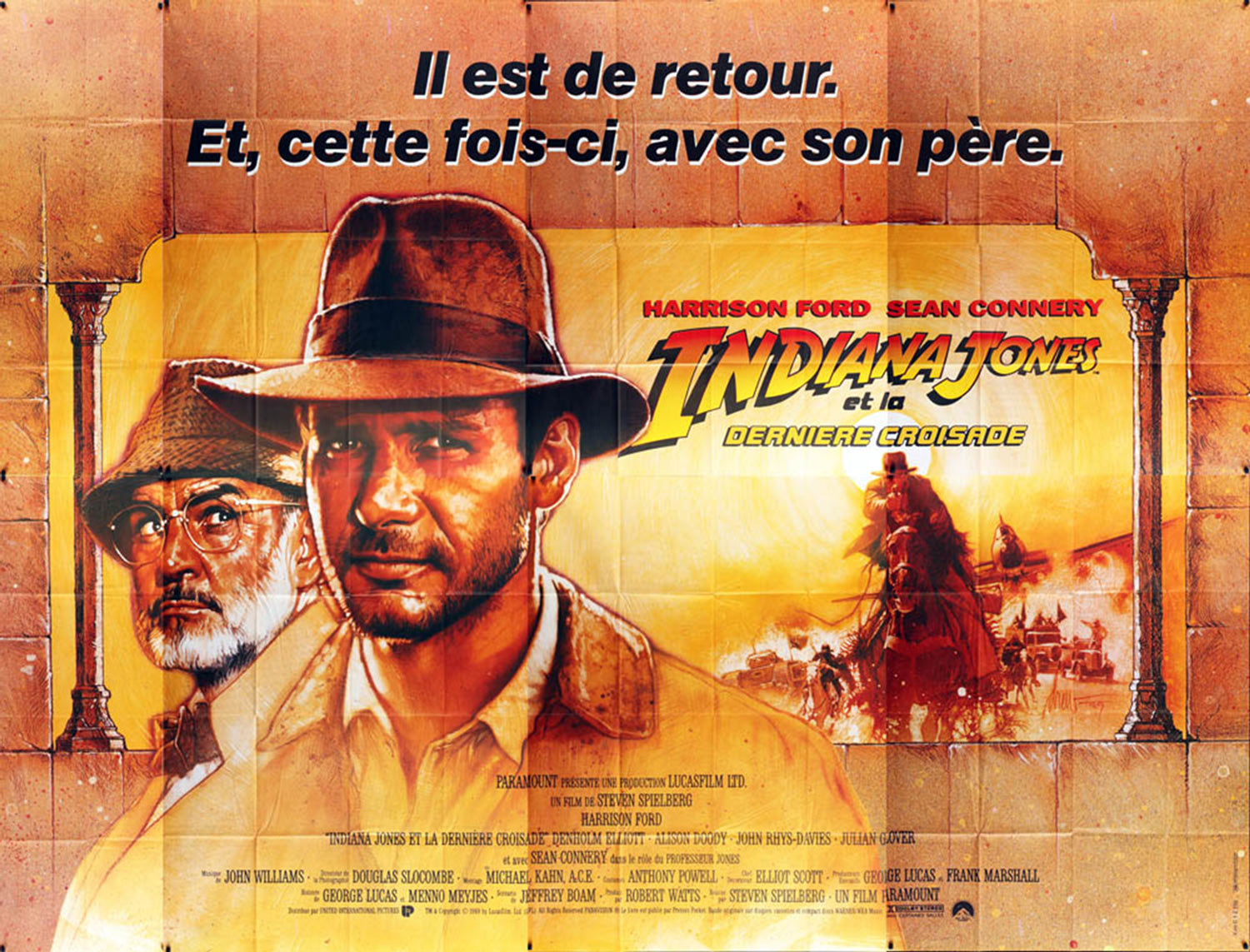 Indiana Jones and the Last Crusade 1989 French 8 Sheet Film Poster, Struzan