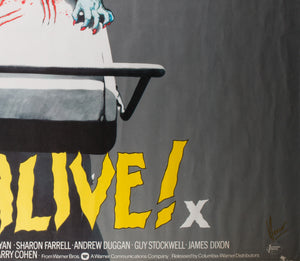 It's Alive 1973 UK Quad Film Poster Signed by Vic Fair - detail