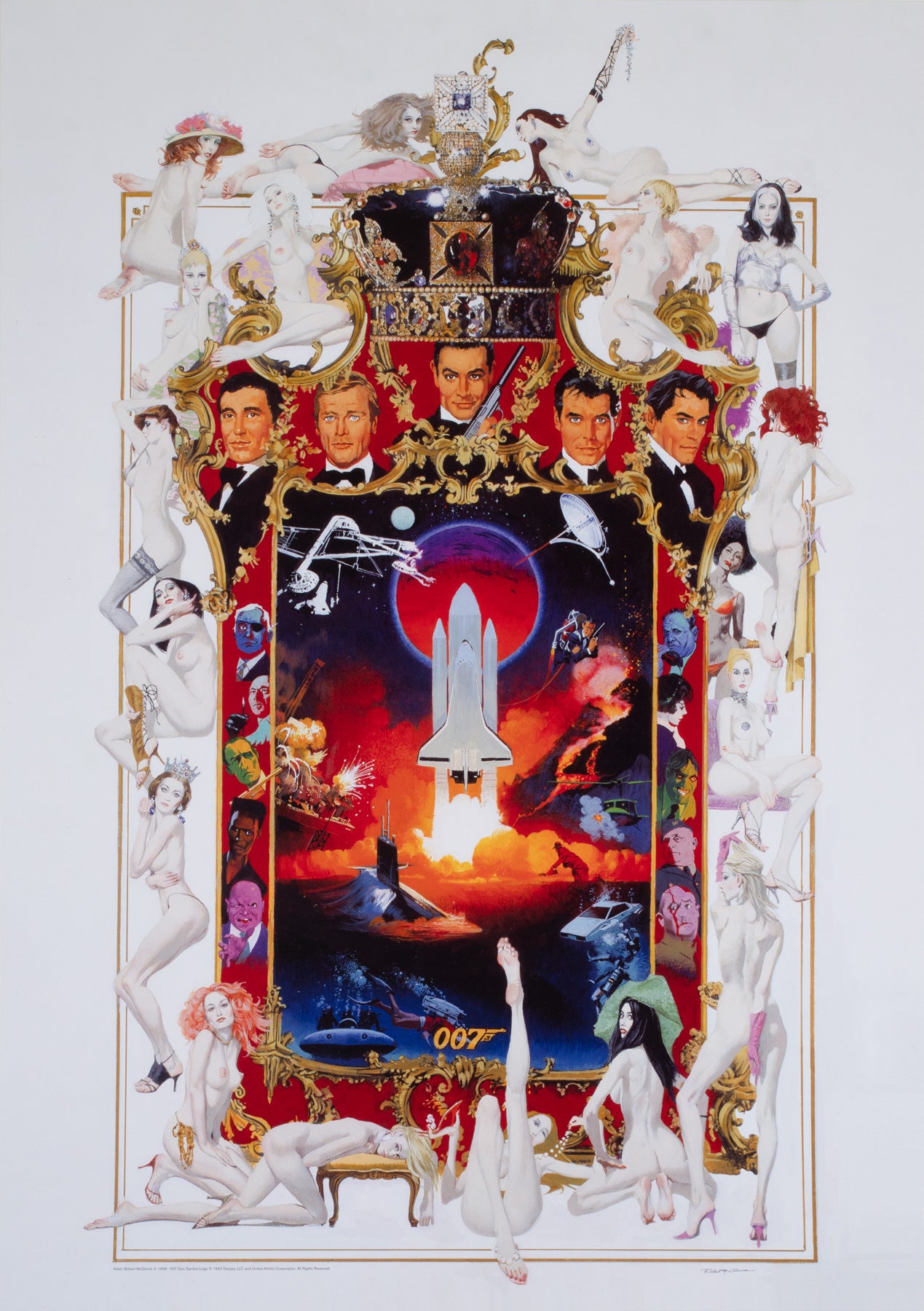 James Bond 1998 German Exhibition Poster Agents, Villains and The Babes, Robert McGinnis
