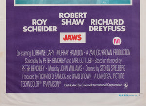 Jaws 1975 Australian Daybill Film Movie Poster, Kastel - detail