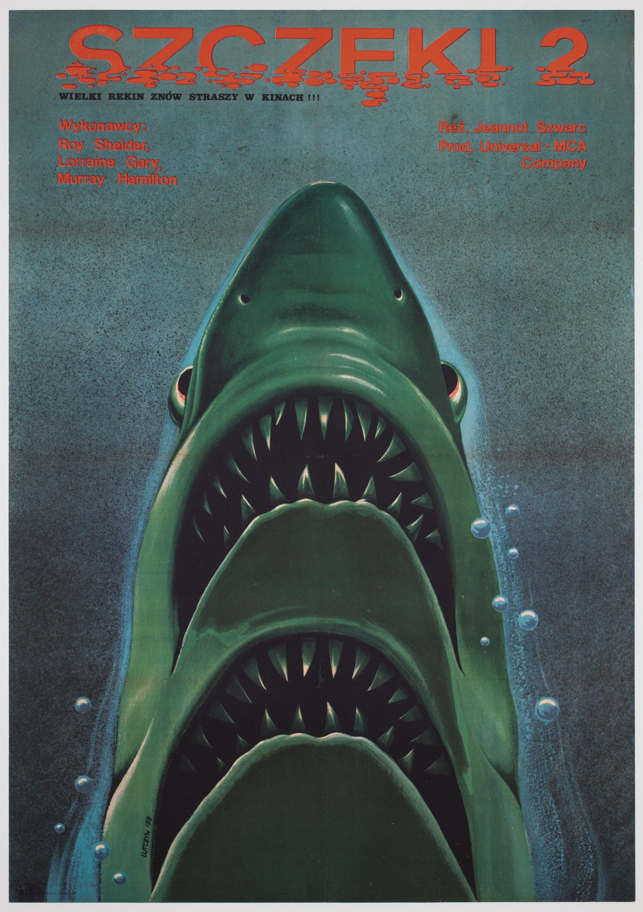 Jaws2 Sign Jaws 2 Movie Poster Jaws 2 1979 Polish B1 Film Movie Poster, Lutczyn
