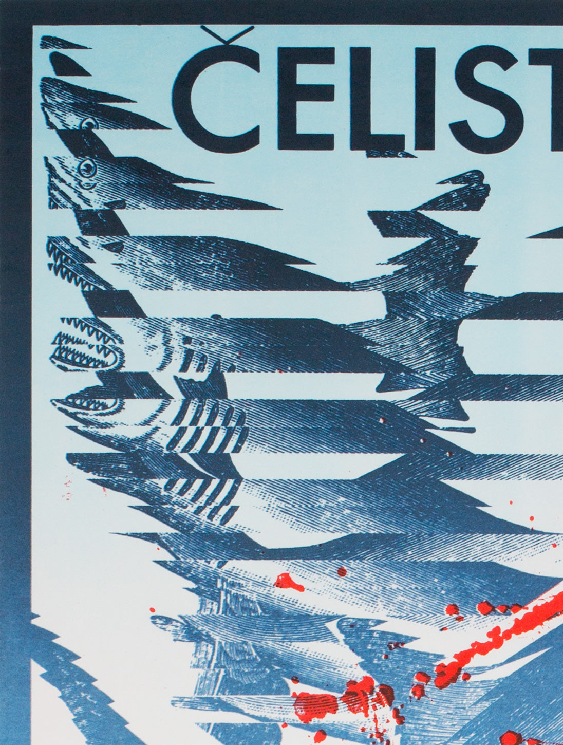 Jaws R1987 Czech A3 Film Poster, Ziegler - detail