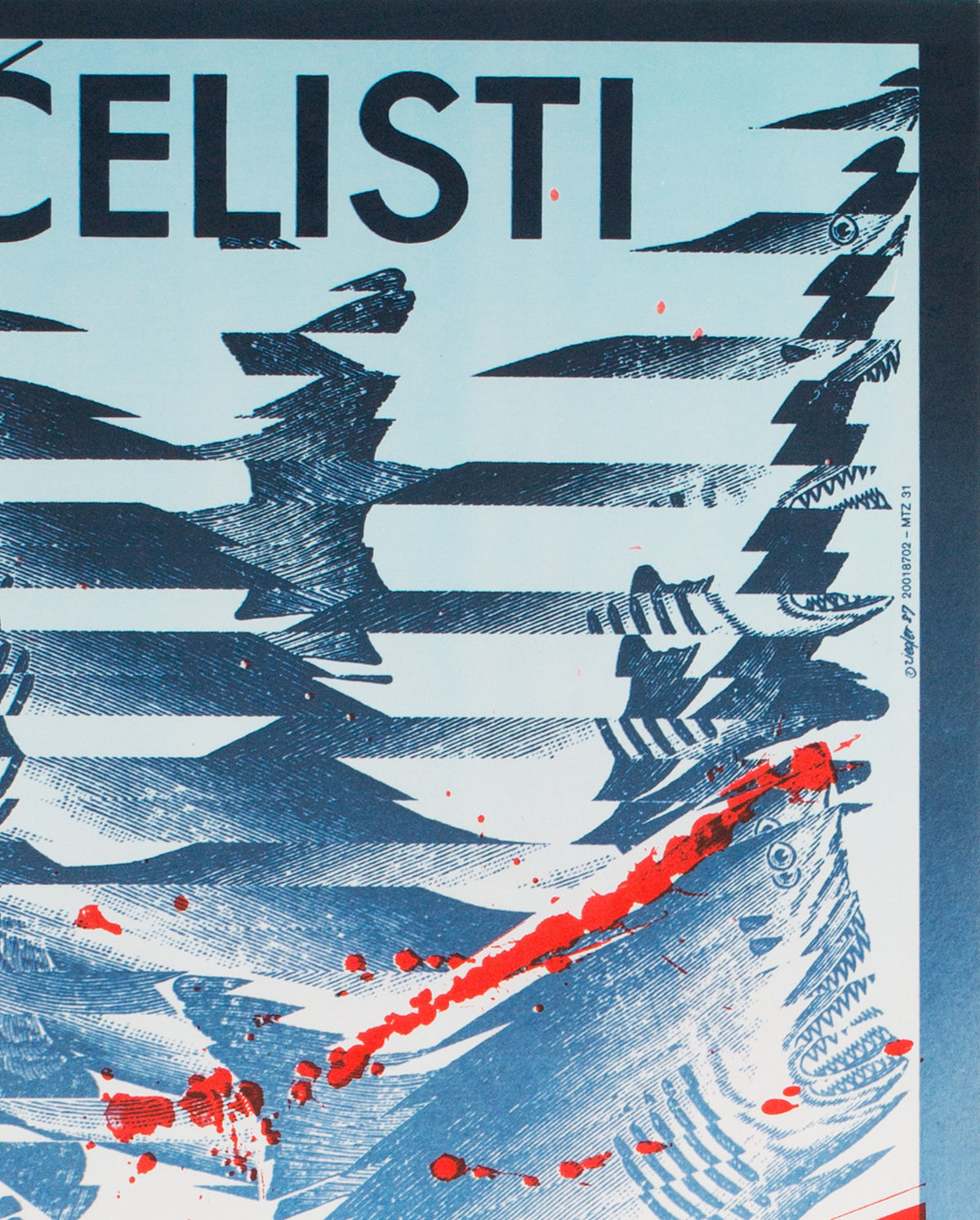 Jaws R1987 Czech A3 Film Poster, Ziegler - detail