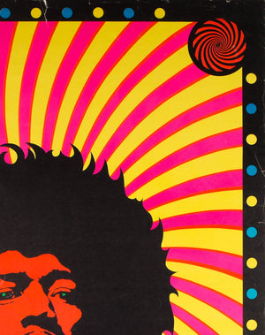 Jimi Hendrix 1968 Blacklight Vintage Original Poster - detail