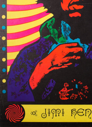 Jimi Hendrix 1968 Blacklight Vintage Original Poster - detail
