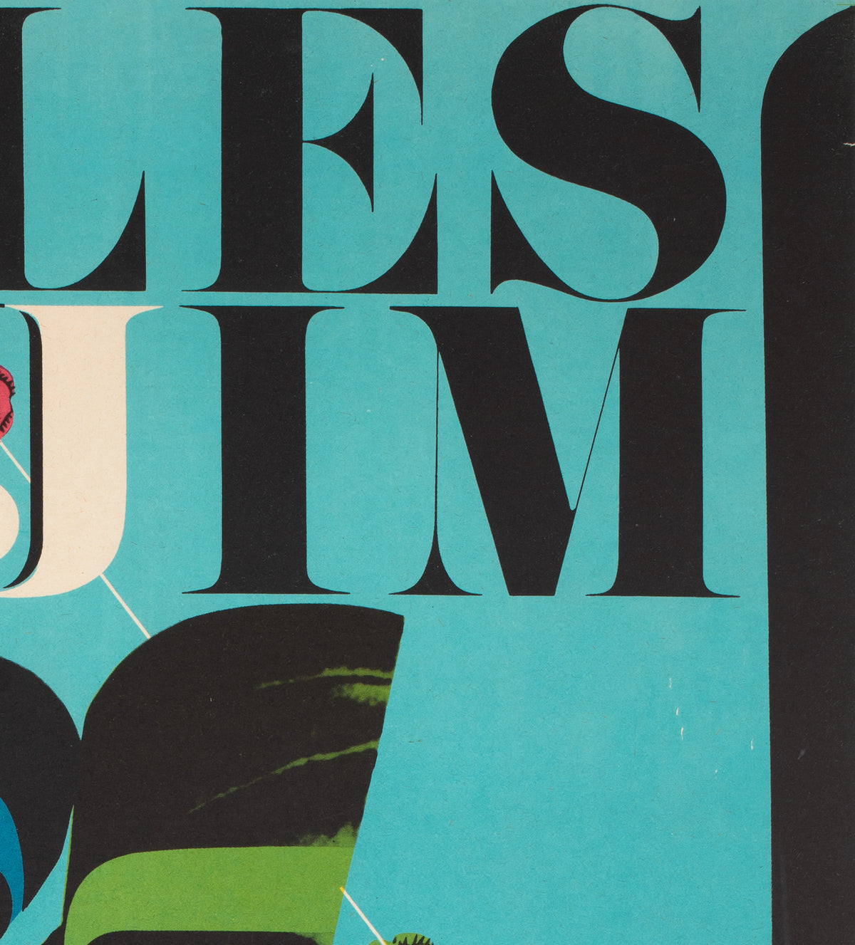 Jules and Jim 1967 Czech A1 Film Poster, Vaca - detail