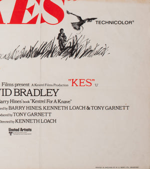 Kes 1969 1st Release UK Quad Film Movie Poster - detail