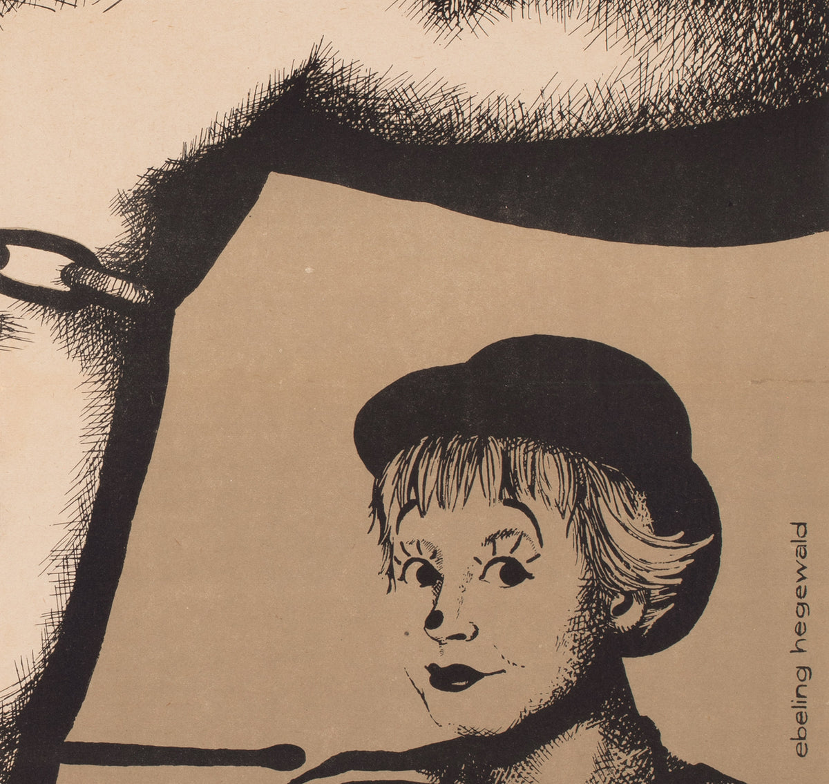 La Strada 1961 East German Film Movie Poster, Ebeling Hegewald - detail