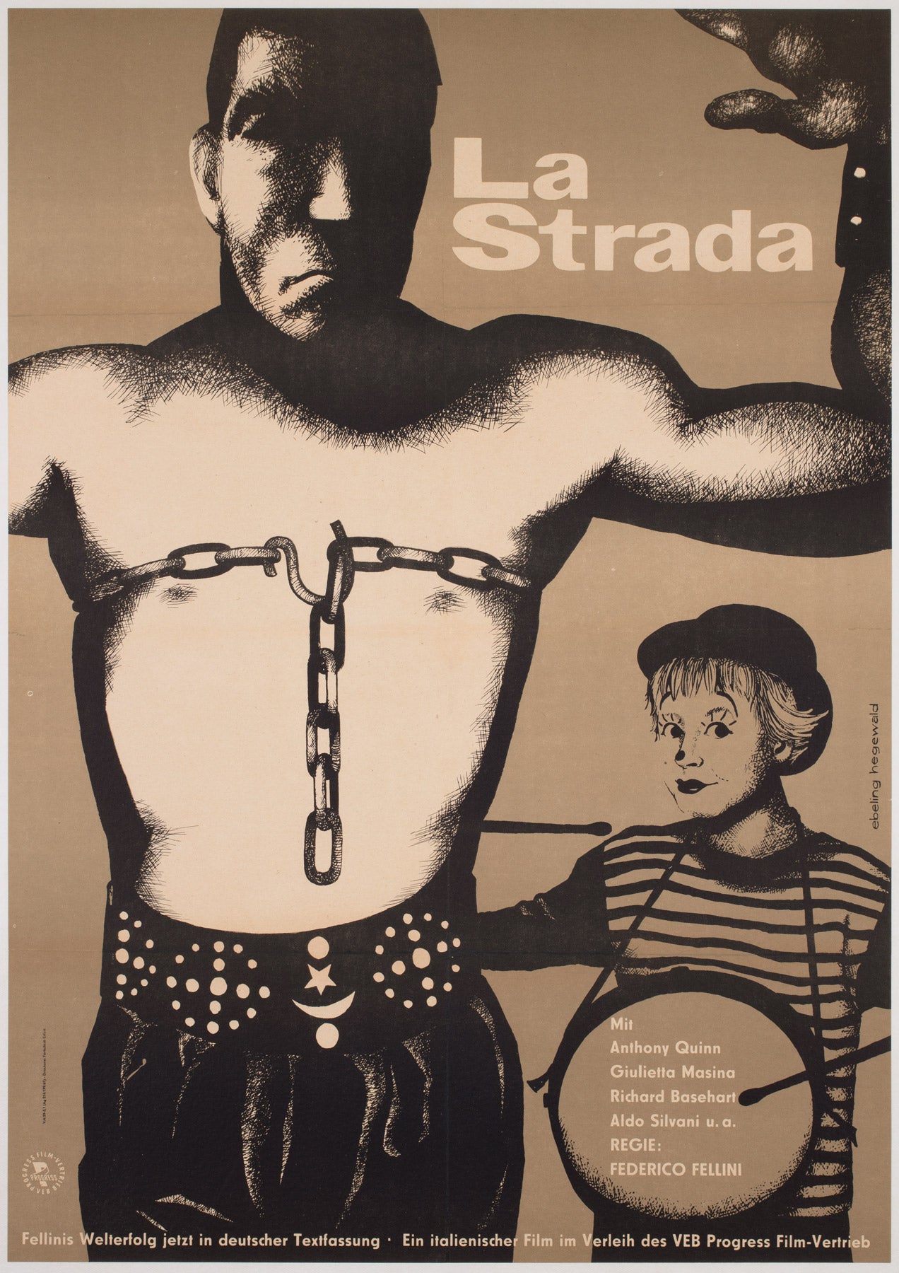La Strada 1961 East German Film Movie Poster, Ebeling Hegewald