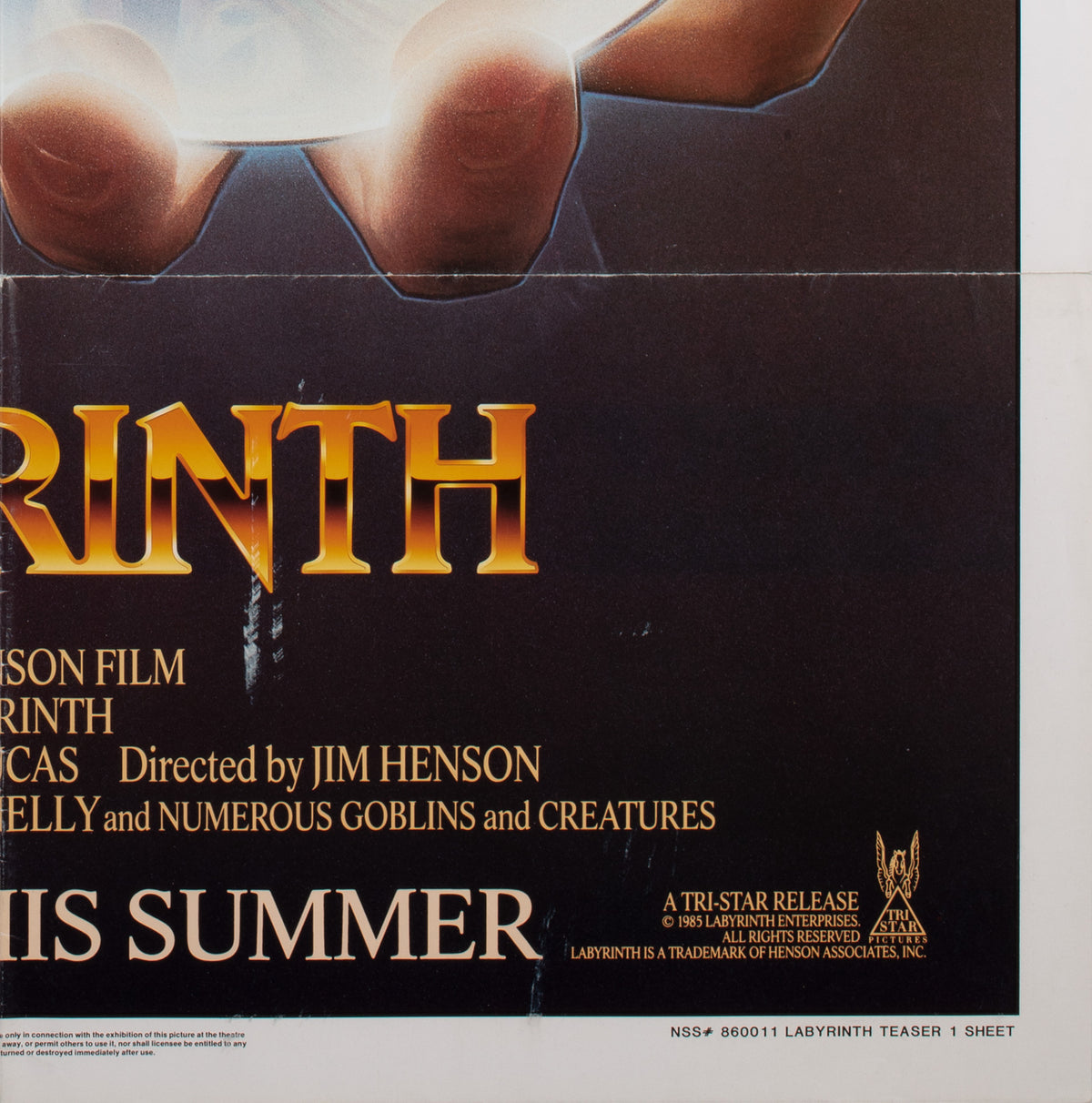 Labyrinth 1986 Advance US 1 Sheet Film Movie Poster, Chorney - detail