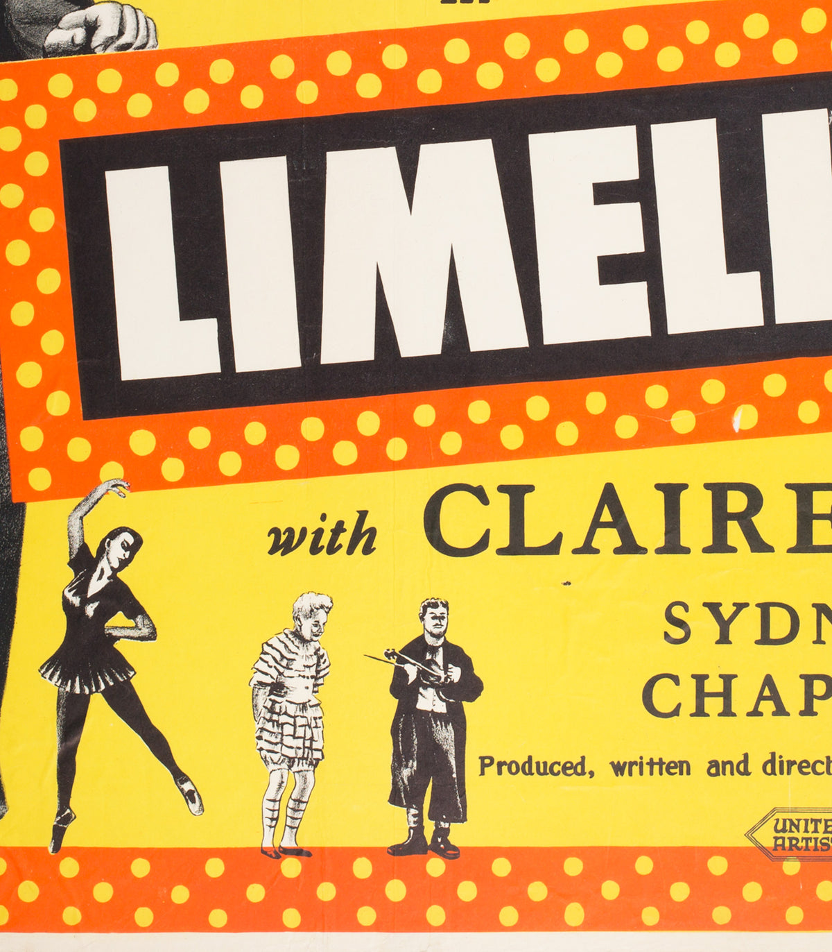 Limelight 1952 UK Quad Charles Chaplin Film Poster - detail
