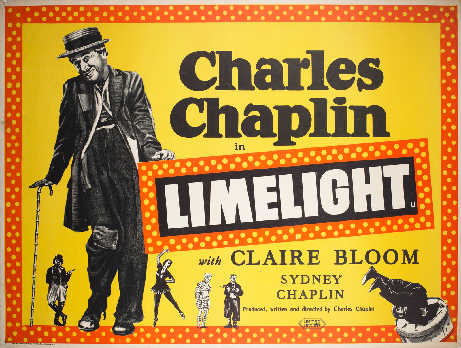 Limelight 1952 UK Quad Charles Chaplin Film Poster