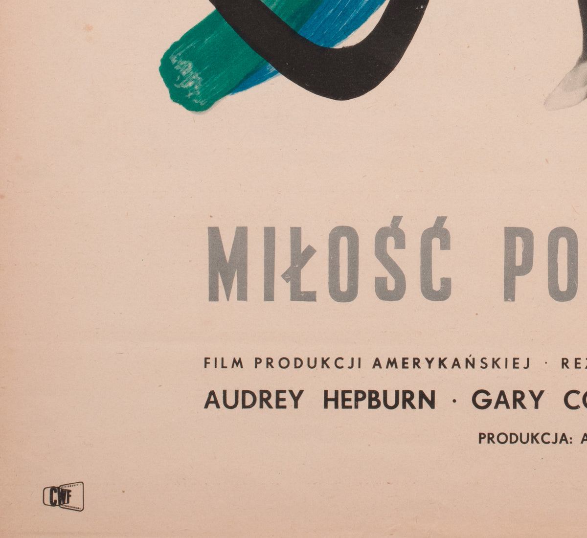 Love in the Afternoon 1957 Polish A1 Film Movie Poster, Wojciech Fangor - detail