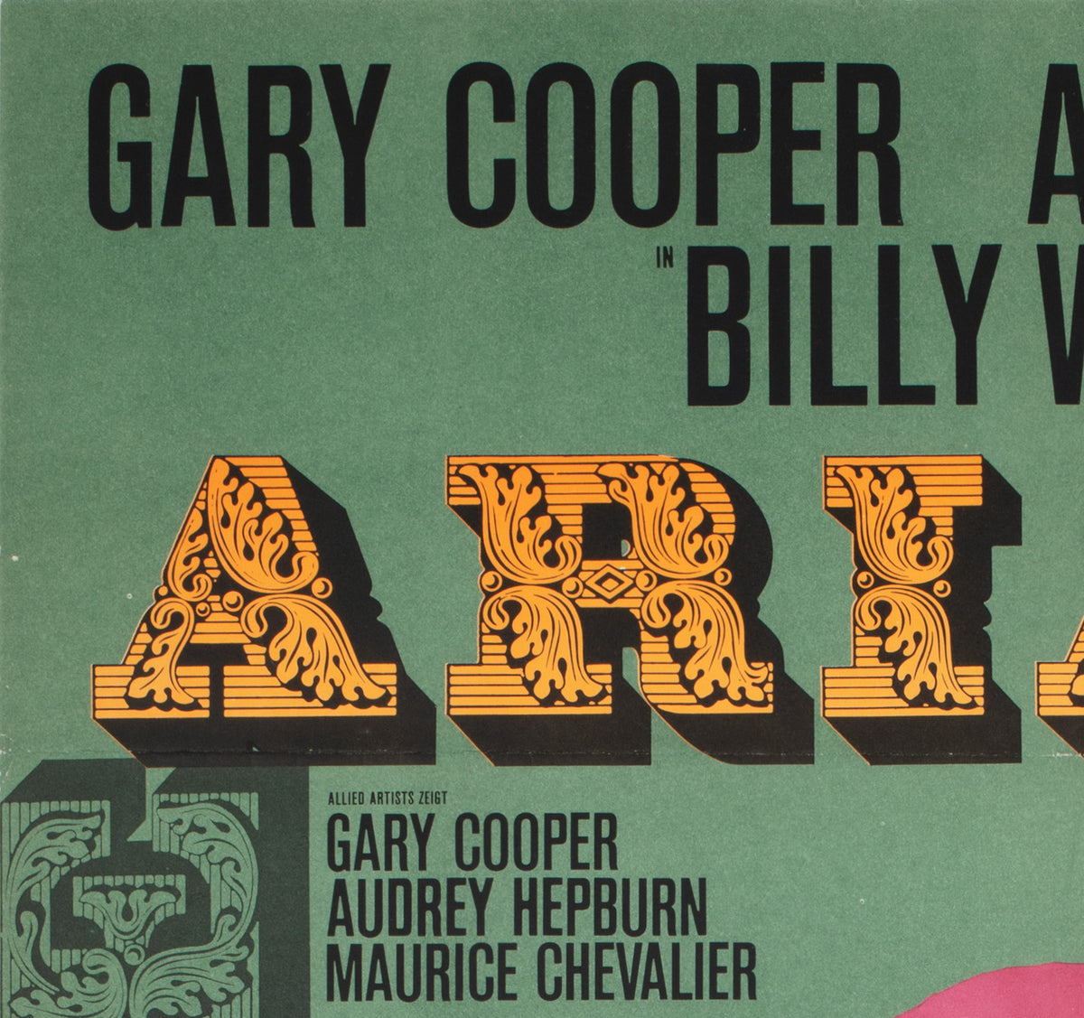 Love in the Afternoon R1960s German 1 Sheet Film Movie Poster - detail